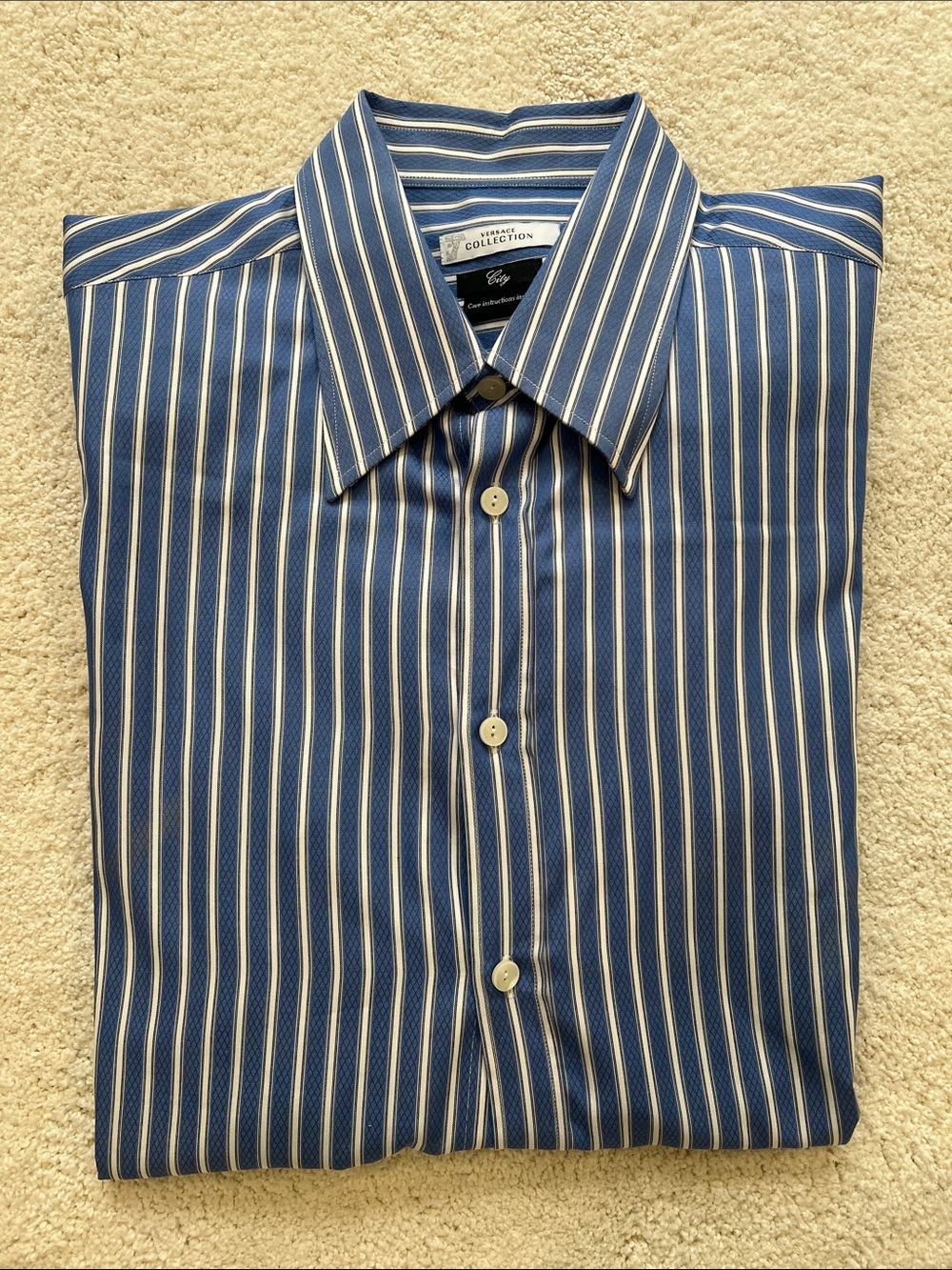 Men’s Versace collection Blue Striped Dress Shirt
